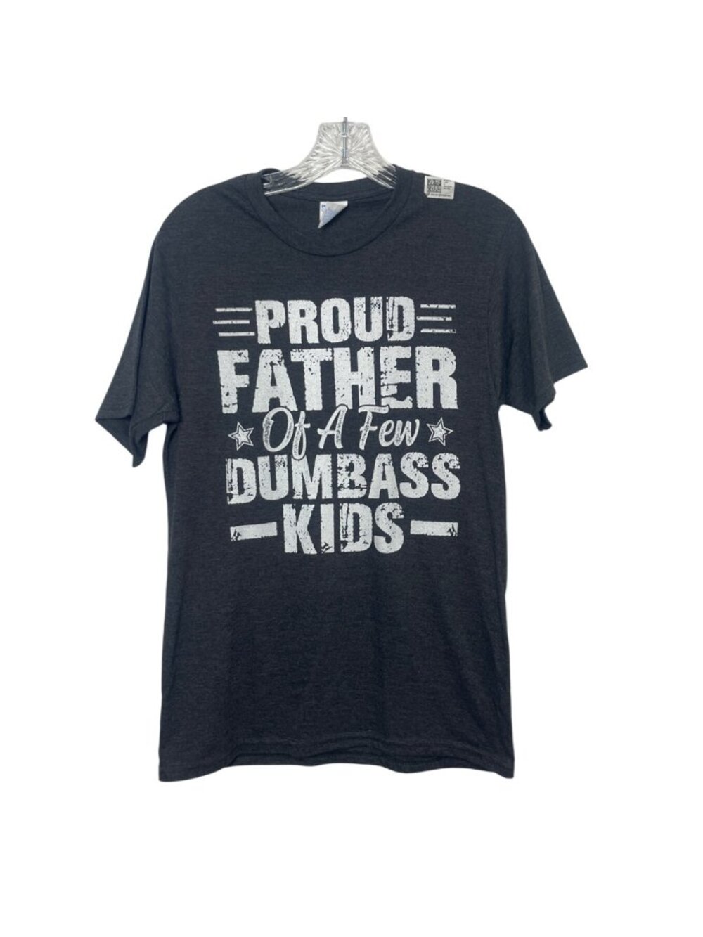 Graphic Tee Tshirt Proud Father Of A Few Dumbass Kids Mens Small Gray